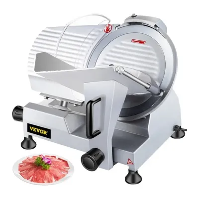 Vevor Rebanadora Jamon Cuchilla Cortadora De Fiambres 22cm Color Plateado