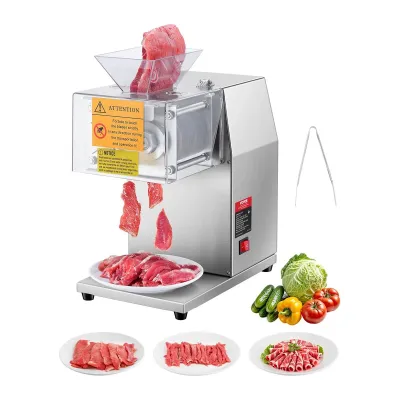 VEVOR Máquina cortadora de carne, 850 W, cortadora de carne comercial de 550 lb/h, acero inoxidable, 5 mm de grosor, cuchillas desmontables, cortadora
