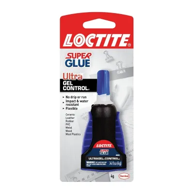 Loctite Super Glue Ultra Gel Control, transparente, botella de 0.4 onzas líquidas, 1 paquete - Superpegamento para plástico, madera, metal