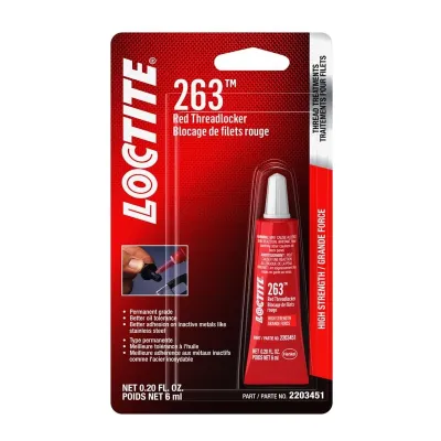 LOCTITE 263 - Bloqueo de Rosca automotriz Rojo - Bloqueo de Rosca de Alta Resistencia, Aplicaciones de Uso General, tolerante al Aceite, Fluorescente