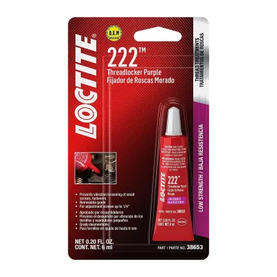 Loctite 222 - Bloqueador de roscas para automoción: alta temperatura, baja resistencia, anaeróbico, montaje de una pieza, no corrosivo, cerraduras