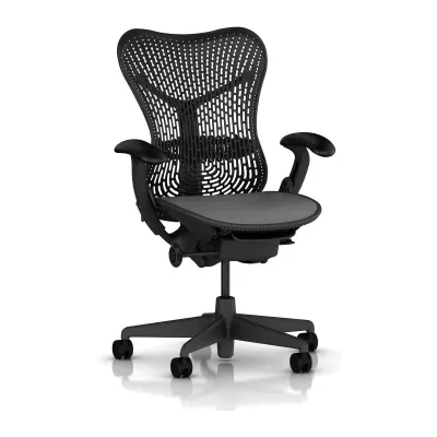 Silla Mirra de Herman Miller - Asiento de inclinación completa, totalmente destacado, marco de grafito grafito