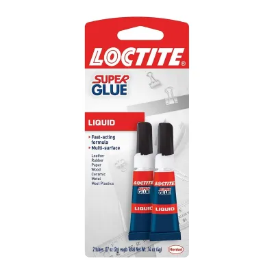 Loctite Super Glue líquido 2 gramos tubo exprimidor, Paquete de 2, Transparente