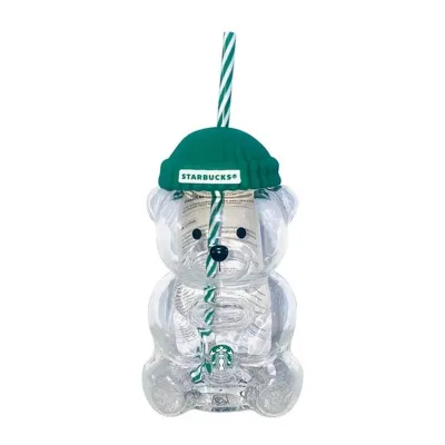 Vaso Starbucks Oso Vidrio 2026 Teddy Bear Bearista Glass Cup Azul Petróleo