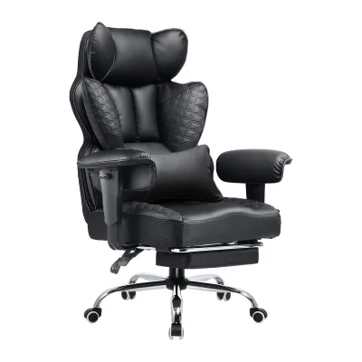 COMHOMA - Silla de Oficina de 400 Libras, sillas de Oficina Grandes y Altas, sillas ergonómicas para Juegos con Asiento Ancho, Silla de Piel